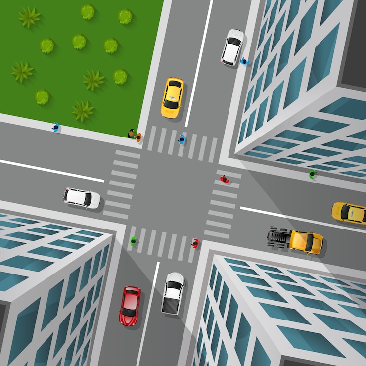 Vector gratuito vista superior de la calle de la ciudad