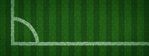 Vista superior de la esquina de la cancha de fútbol realista