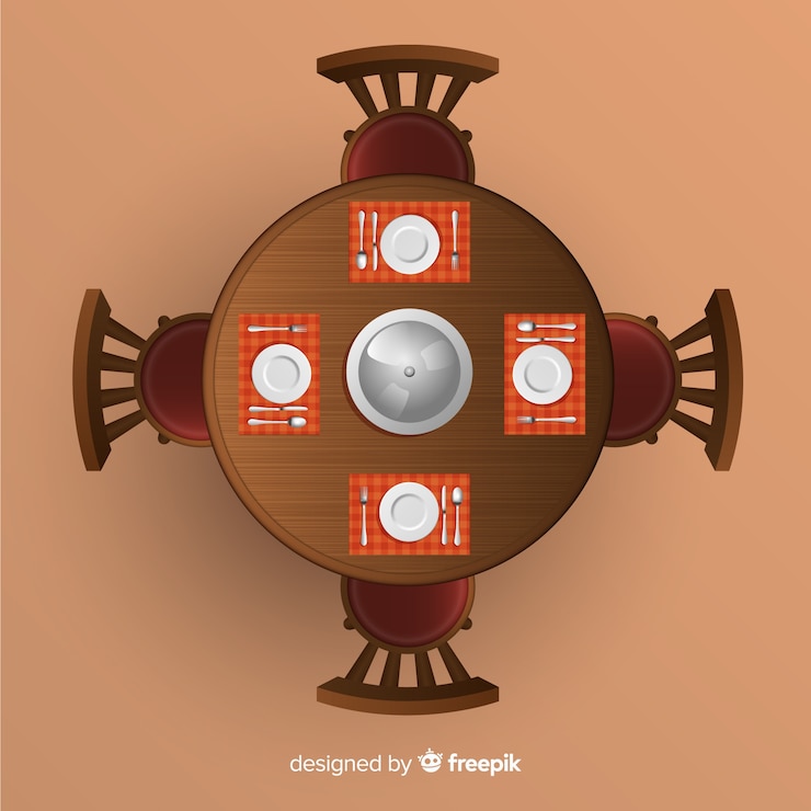 Vector gratuito vista superior de la mesa del restaurante con un diseño realista
