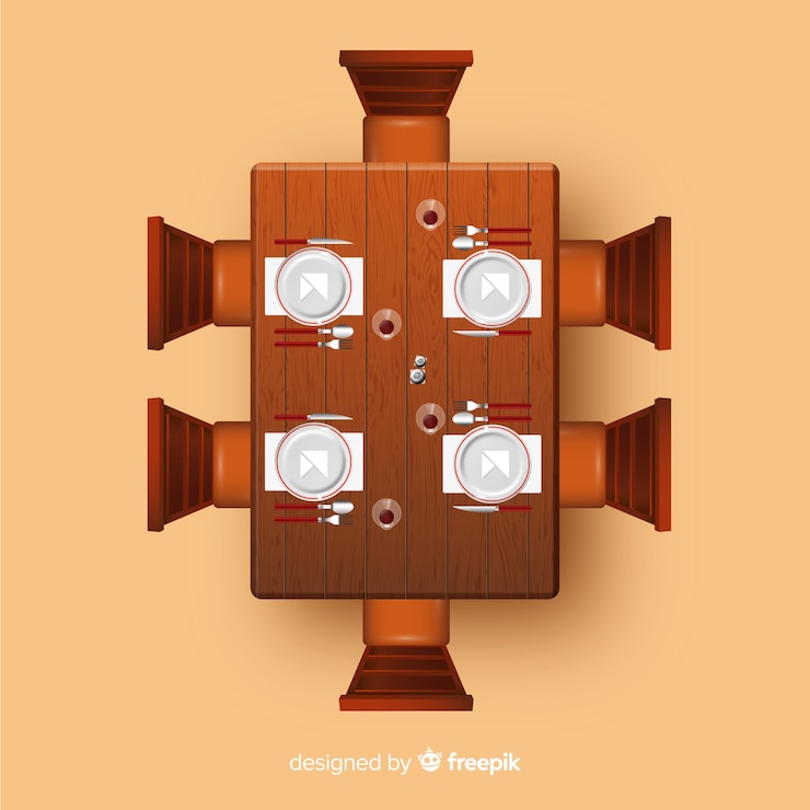 Vector gratuito vista superior de la mesa del restaurante con un diseño realista