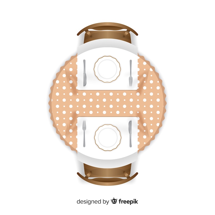Vector gratuito vista superior de una mesa de restaurante vacía con un diseño realista
