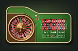 Vector gratuito vista superior de la mesa de la ruleta del casino realista del vector, la rueda y las fichas aislada en fondo verde