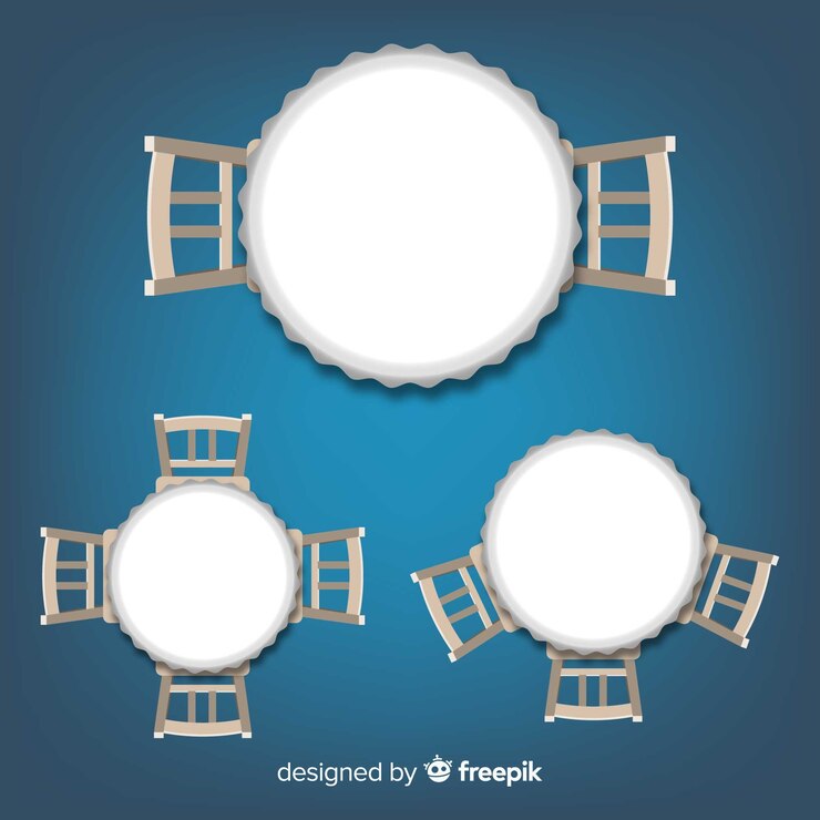 Vector gratuito vista superior de mesas de restaurante vacías con diseño realista