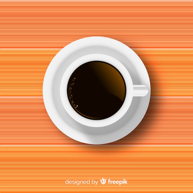 Vista superior de una taza de café con un diseño realista