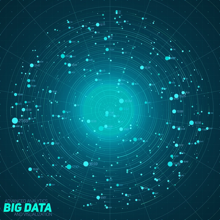 Vector gratuito visualización de big data blue. infografía futurista