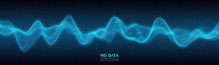 Vector gratuito visualización de big data blue wave.