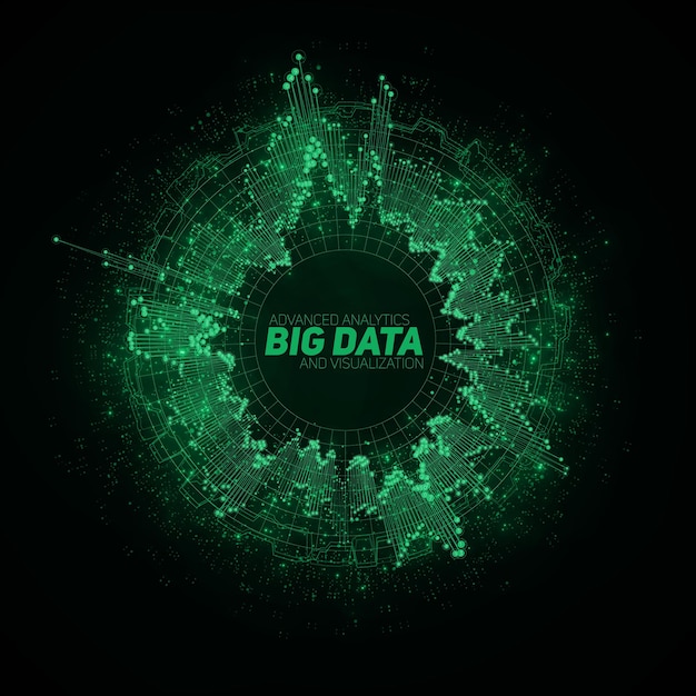 Visualización circular de big data, infografía futurista, diseño estético de información