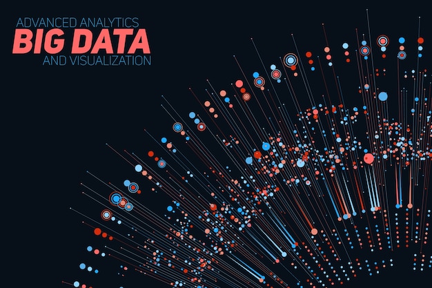 Visualización colorida circular de big data.