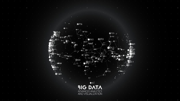 Visualización de grandes datos. Infografía futurista. Diseño estético de la información. Complejidad de los datos visuales. Visualización gráfica de hilos de datos complejos. Gráfico de datos abstractos.