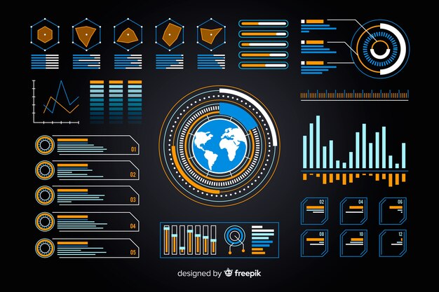Visualización de la tierra en la colección de infografía futurista