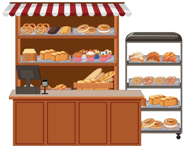 Vitrina de panadería con productos de pastelería