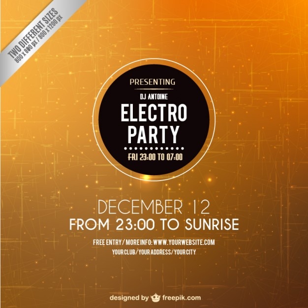 Vector gratuito el volante de la fiesta de electro