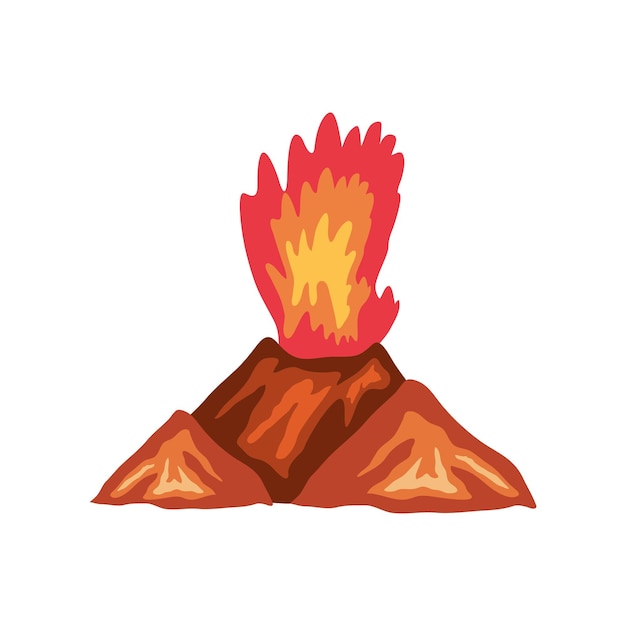 volcán con explosión de lava