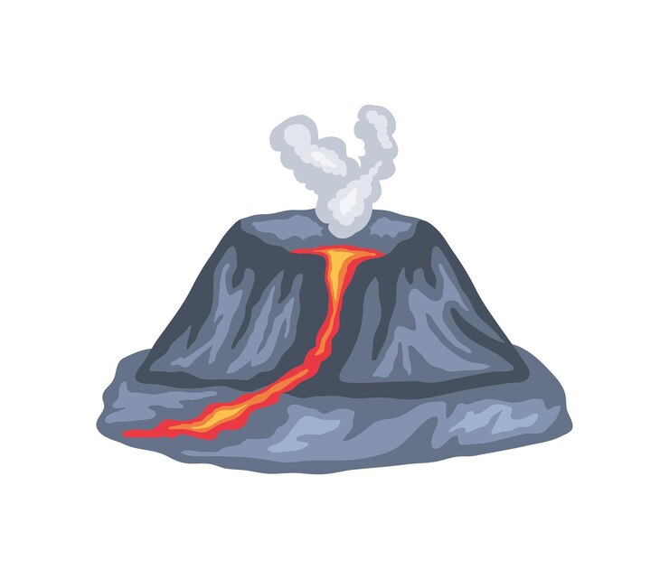 Vector gratuito volcán con flujo de lava