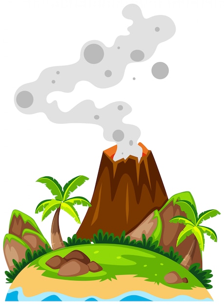 Vector gratuito volcan en la isla