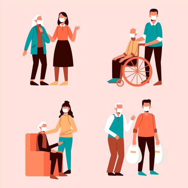 Voluntarios ayudando a personas mayores