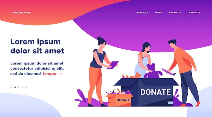 Vector gratuito voluntarios empacando cajas de donaciones. gente donando juguetes, alimentos, dulces. ilustración de vector de caridad, bienestar, concepto de asistencia