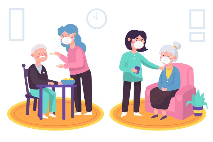 Vector gratuito voluntarios que ayudan a las personas de edad avanzada
