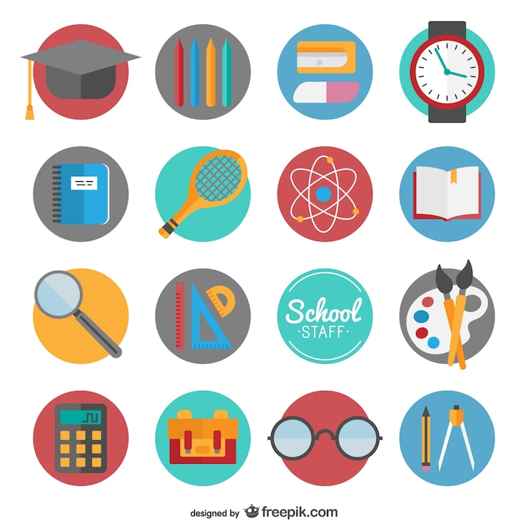 Vector gratuito volver a la escuela conjunto de iconos