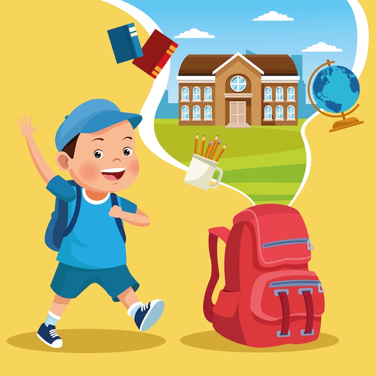 Vector gratuito volver a la escuela de dibujos animados para niños