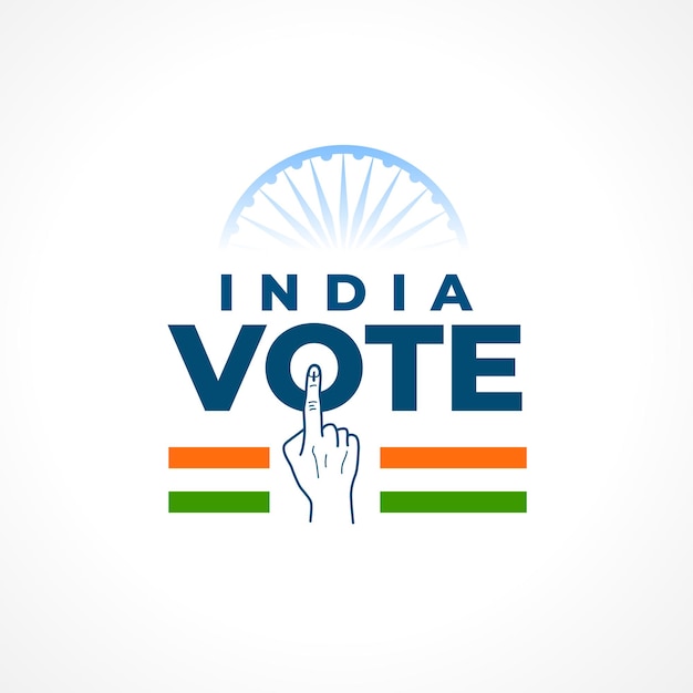 Vector gratuito los votantes de la india tienen el dedo de la mano en el fondo con el diseño de ashoka chakra