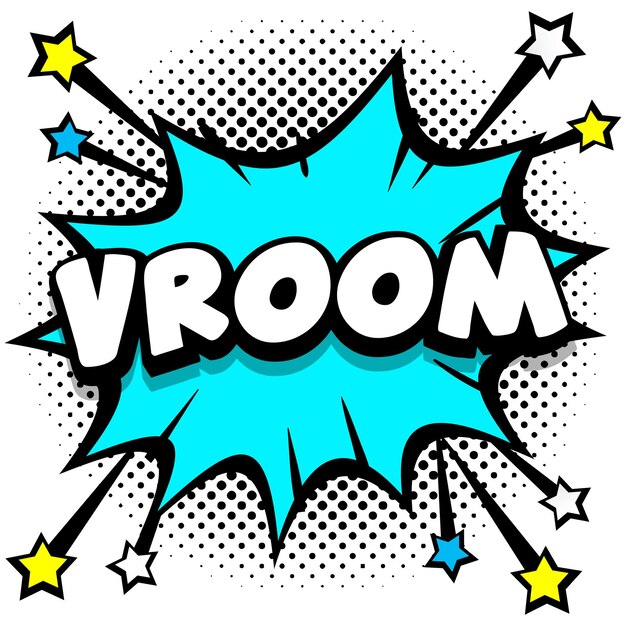 Vroom Pop art comic speech bubbles libro efectos de sonido