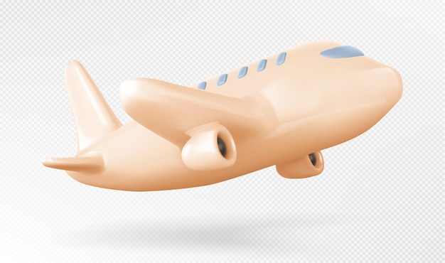 Vuelo en avión 3d aislado vector jet y viajes