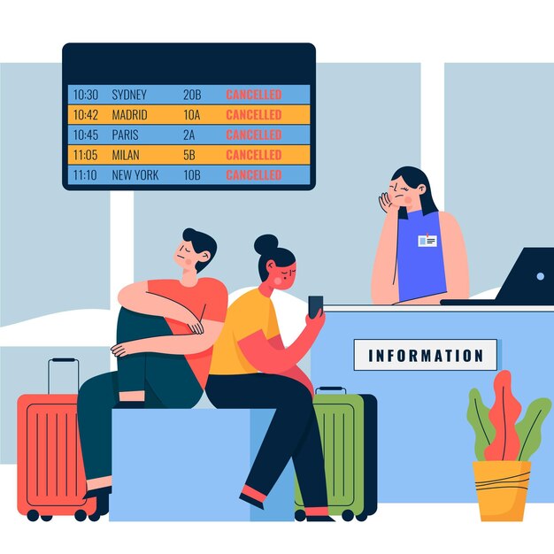 Vuelo cancelado ilustrado