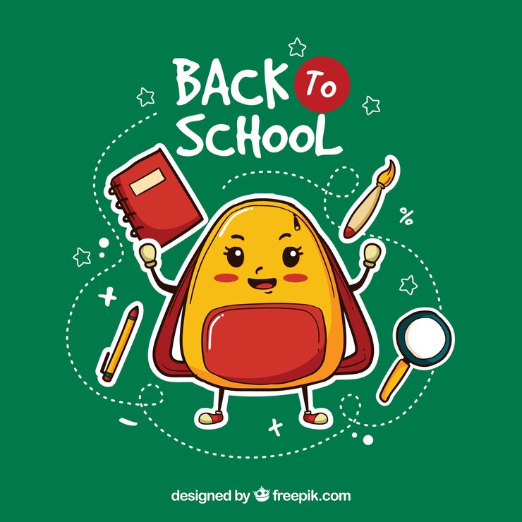 Vector gratuito de vuelta a la escuela con elementos de fondo