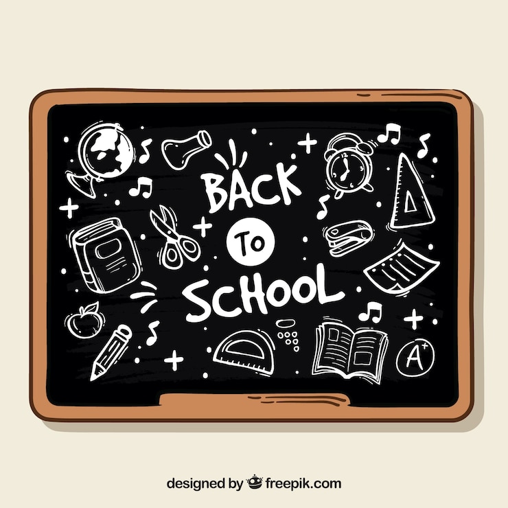 Vector gratuito de vuelta a la escuela con elementos de fondo