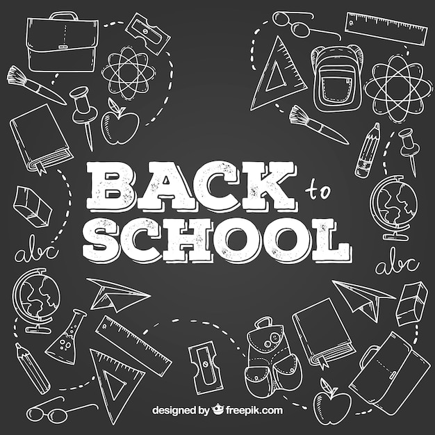 De vuelta a la escuela en el estilo de la pizarra