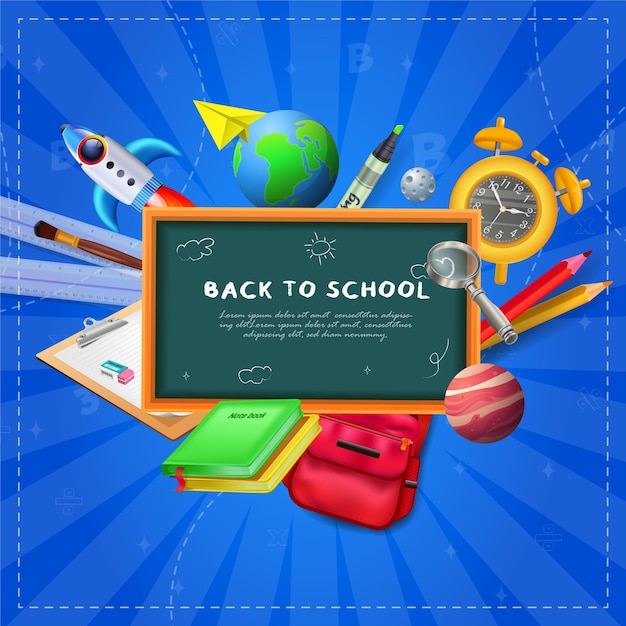 De vuelta a la escuela Social Media Post Ilustración con elementos educativos