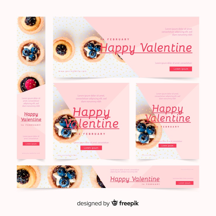 Vector gratuito web banner del día de san valentín con fotografía