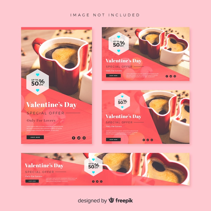 Vector gratuito web banners del día de san valentín con foto