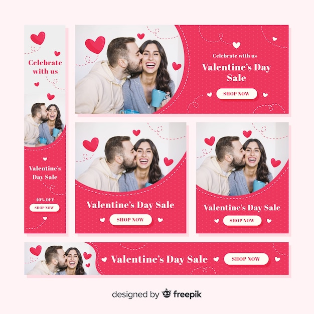 Web banners del día de san valentín con foto