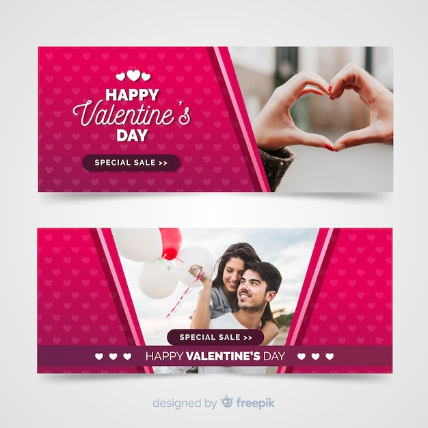 Web banners del día de san valentín con foto