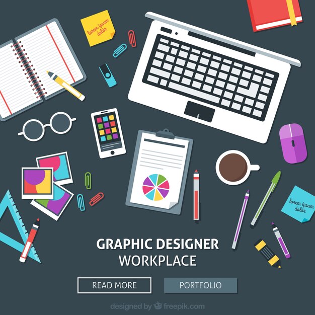 web de espacio de trabajo de diseñador gráfico