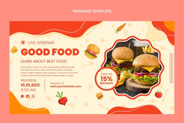 Webinar de buena comida de diseño plano