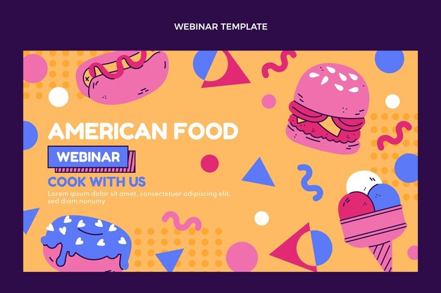 Webinar de comida americana de diseño plano