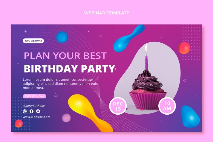 Vector gratuito webinar de cumpleaños fluido abstracto degradado