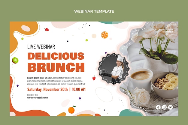 Vector gratuito webinar delicioso brunch de diseño plano