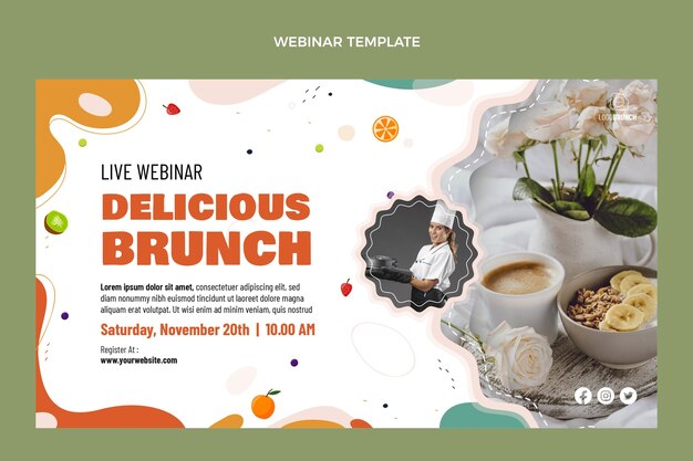 Webinar delicioso brunch de diseño plano