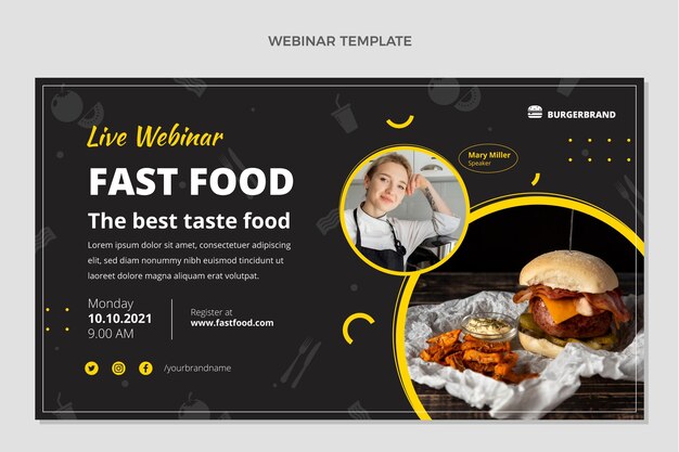 Webinar gastronómico de diseño plano