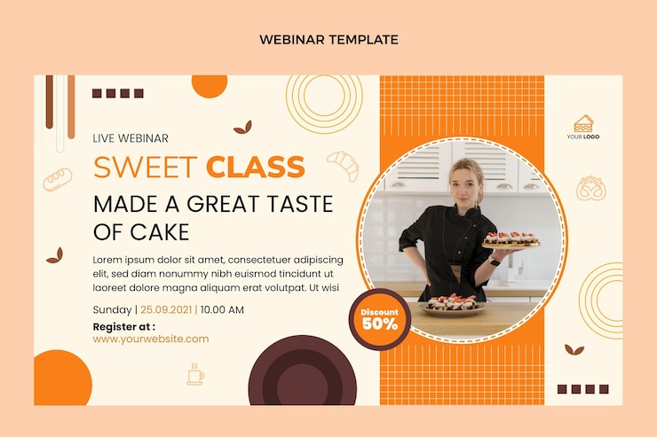 Vector gratuito webinar gastronómico de diseño plano