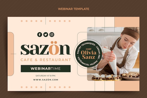 Webinar gastronómico de diseño plano