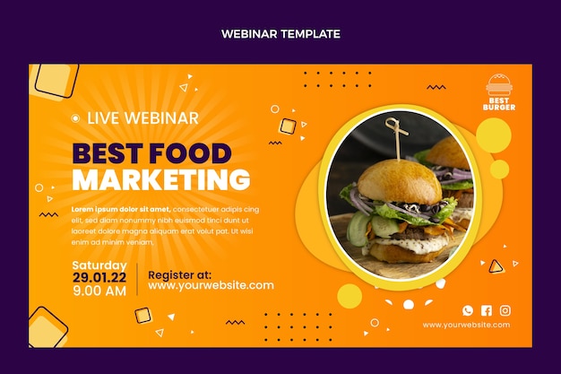 Webinar gastronómico de diseño plano