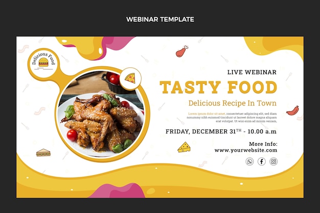 Webinar gastronómico de diseño plano