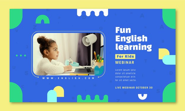 Webinar de lecciones de inglés de diseño plano