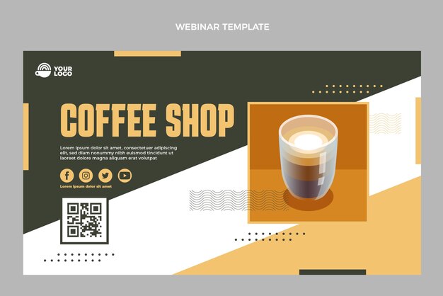 Webinar minimalista de cafetería de diseño plano