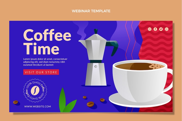 Vector gratuito webinar minimalista de cafetería de diseño plano